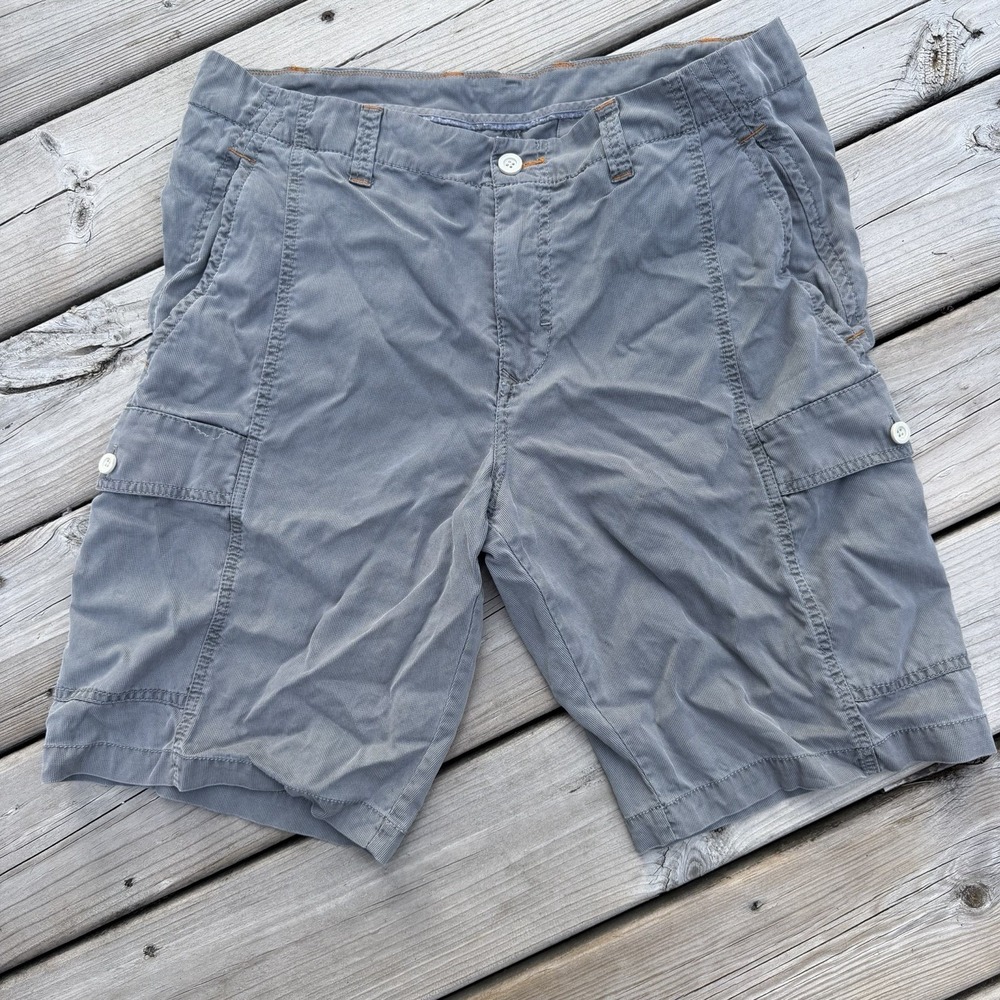 Tommy Bahama Relax Cargo Shorts Mens 35 Gray Tencel Lyocell Cotton Pockets
